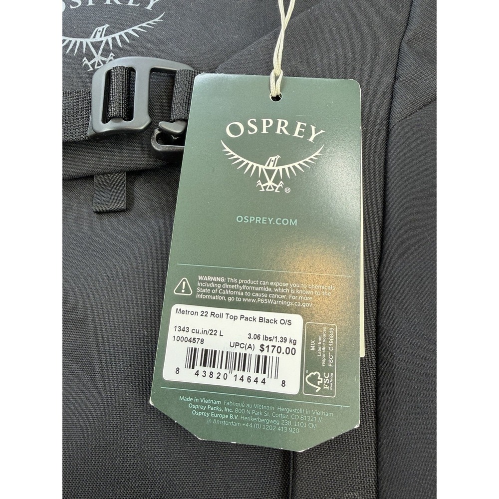 Osprey Pack Metron 24L Pack Black New Bike Commute Bag Rain Cover - Picture 2 of 14